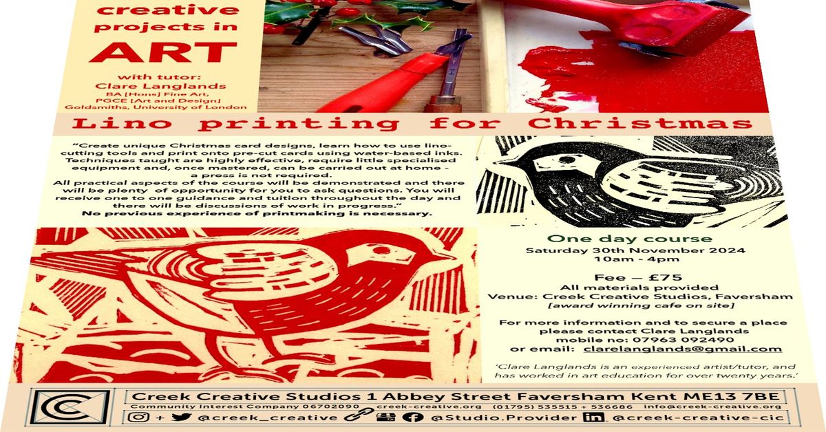  Lino printing for Christmas 1-Day-Course with Clare Langlands