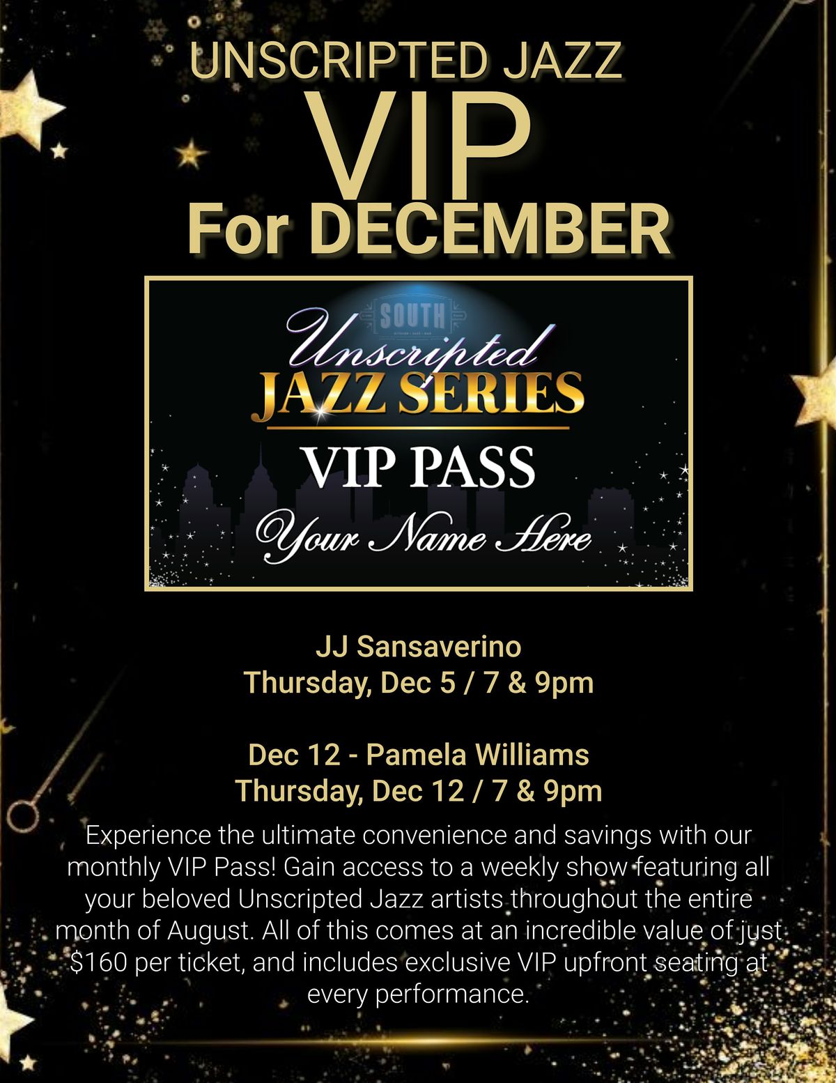 DECEMBER 2024 VIP Unscripted Jazz Monthly Pass