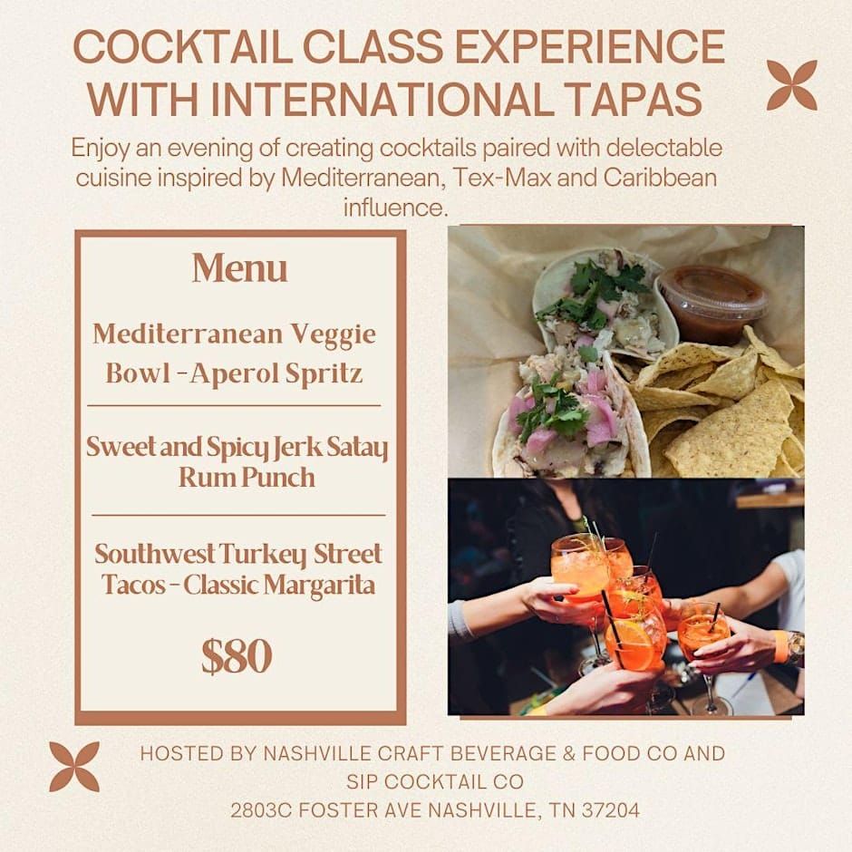 Cocktail Class Experience with International Tapas