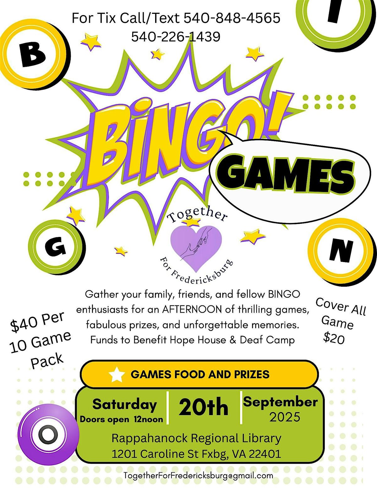 Bingo Games, and a Cause Worth Winning For!!