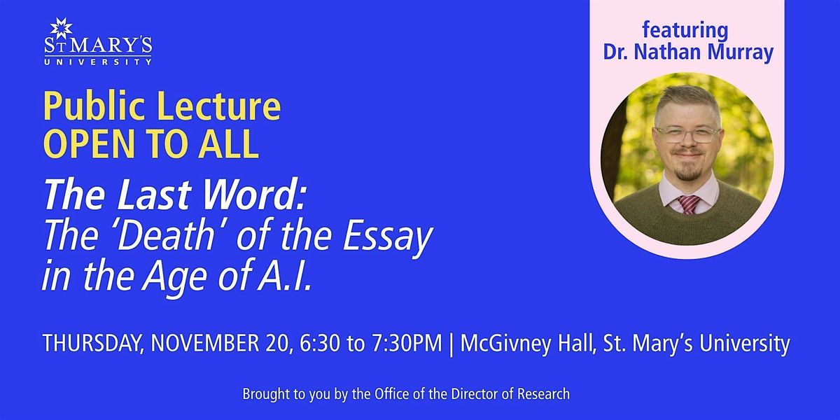St. Mary's University - Public Lecture featuring Dr. Nathan Murray