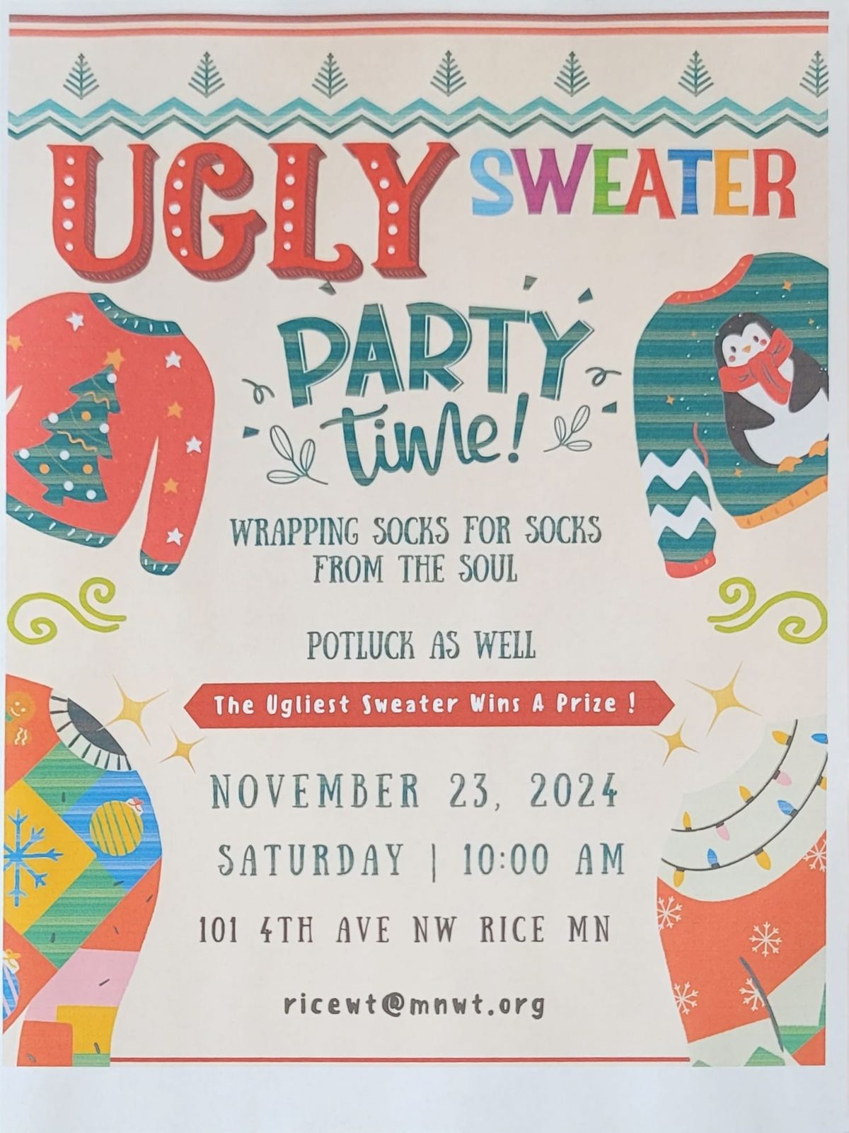 Ugly Sweater contest & Potluck 