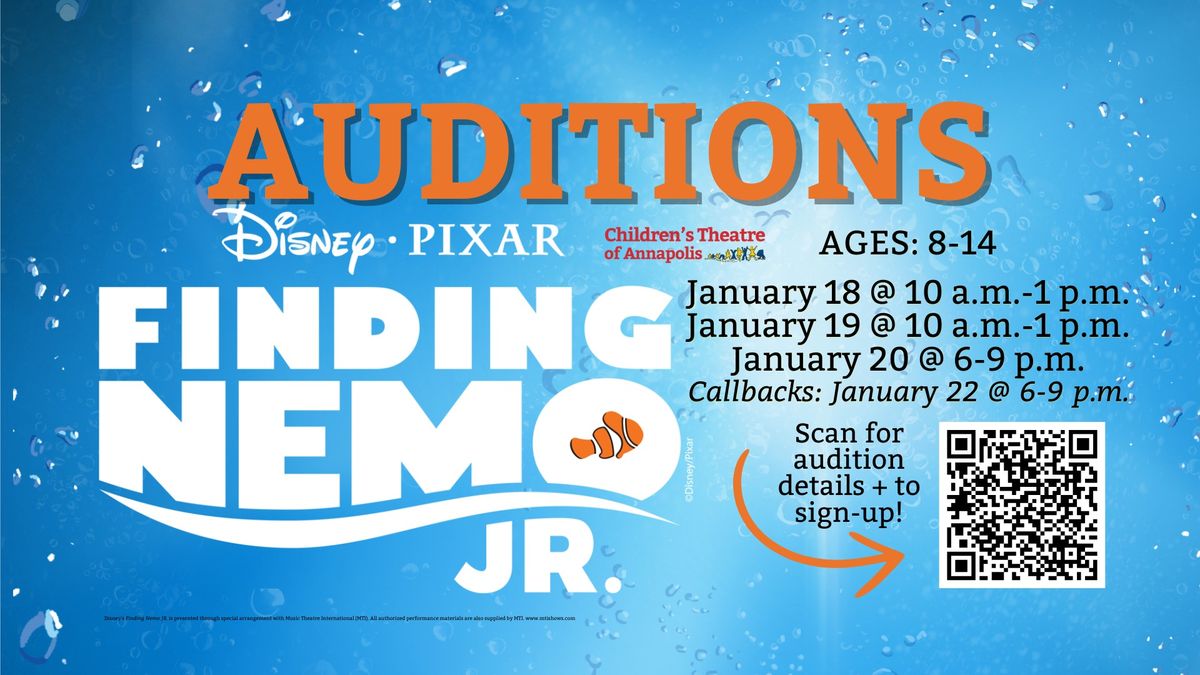 Auditions for 'Finding Nemo JR.' at Children's Theatre of Annapolis