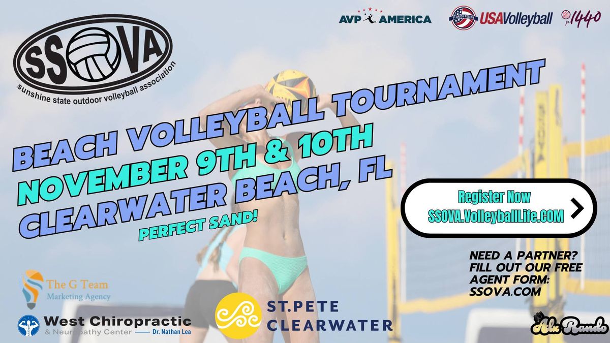 SSOVA's November 9th & 10th Clearwater Beach, Beach Volleyball Tournament