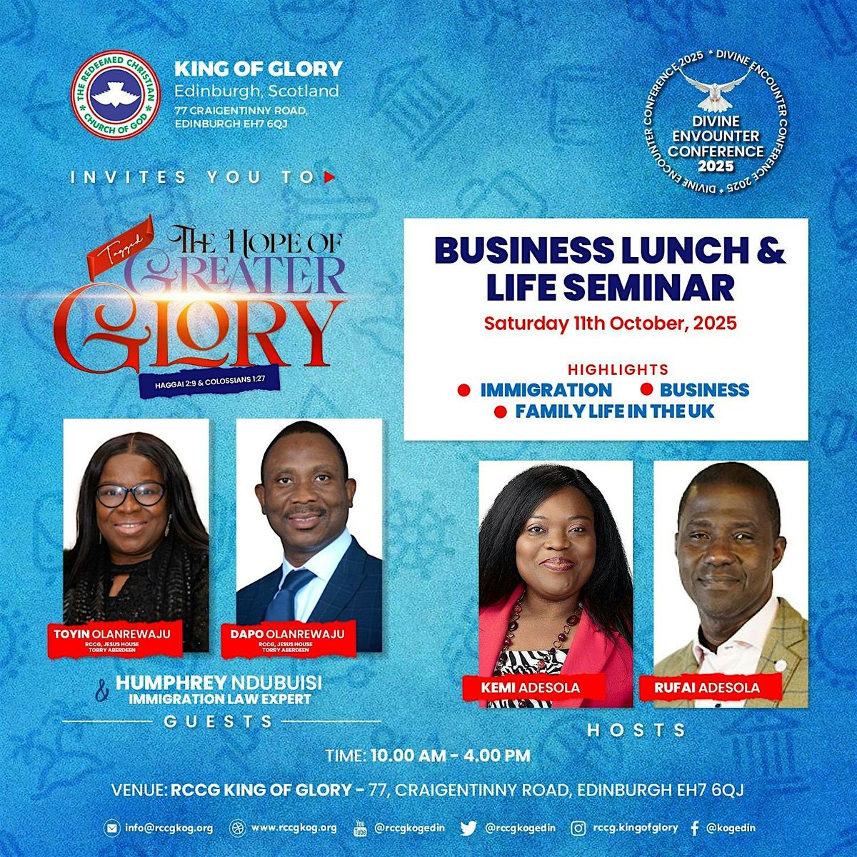 Divine Encounter Conference 2025: Business Lunch & Life Seminar