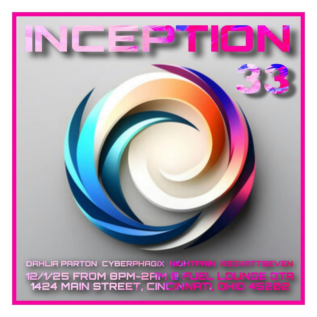 Inception 33 featuring Dahlia Parton, Cyberphagix, NightPain & redkattseven