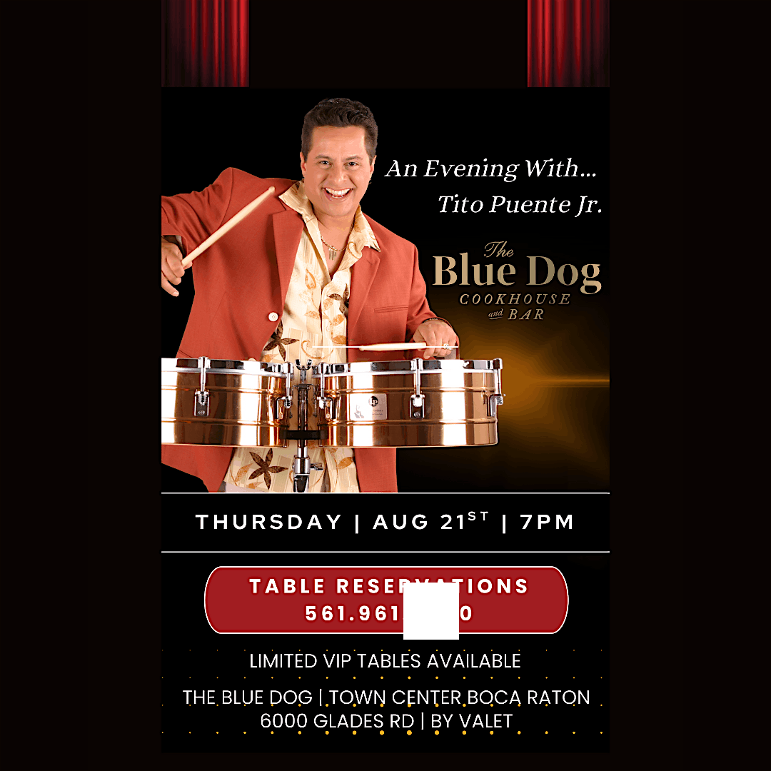 An Evening with Tito Puente Jr  Thu Aug 21 @ The Blue Dog