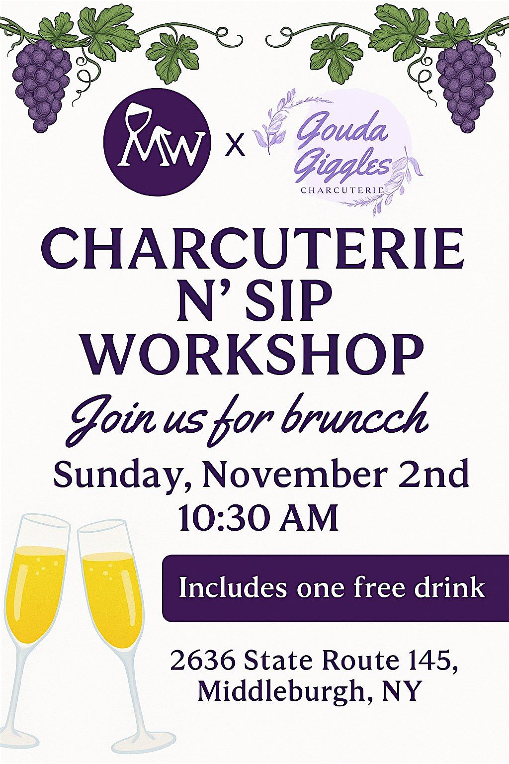 Charcuterie N\u2019 Sip Brunch Worshop