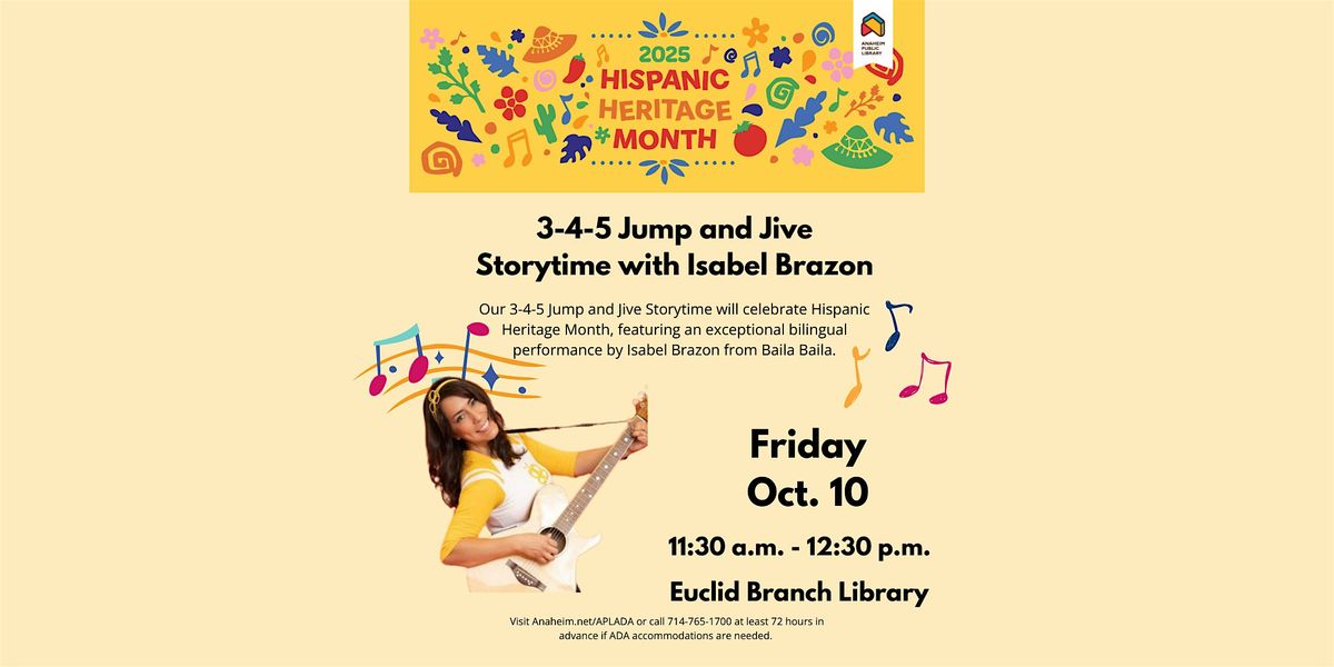 3-4-5 Jump and Jive Storytime with Isabel Brazon at Euclid Branch