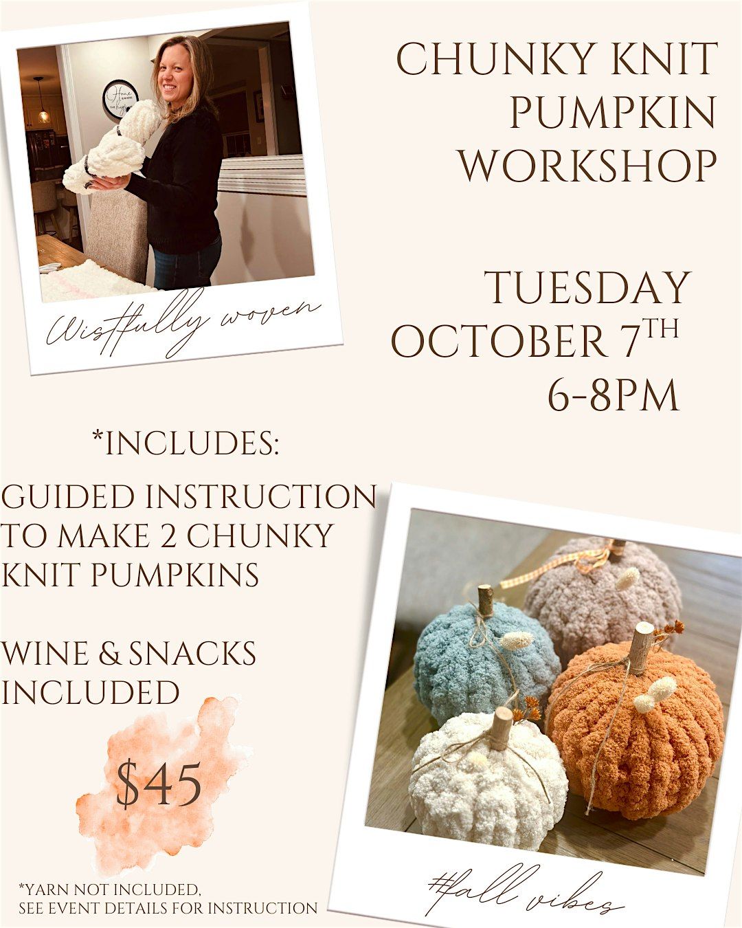 Beginner Level DIY Chunky Knit Pumpkin Workshop