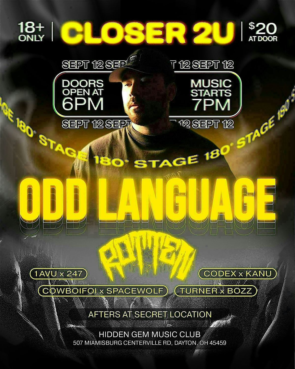 Closer2U Presents: ODD LANGUAGE | September 12th | Dayton, OH