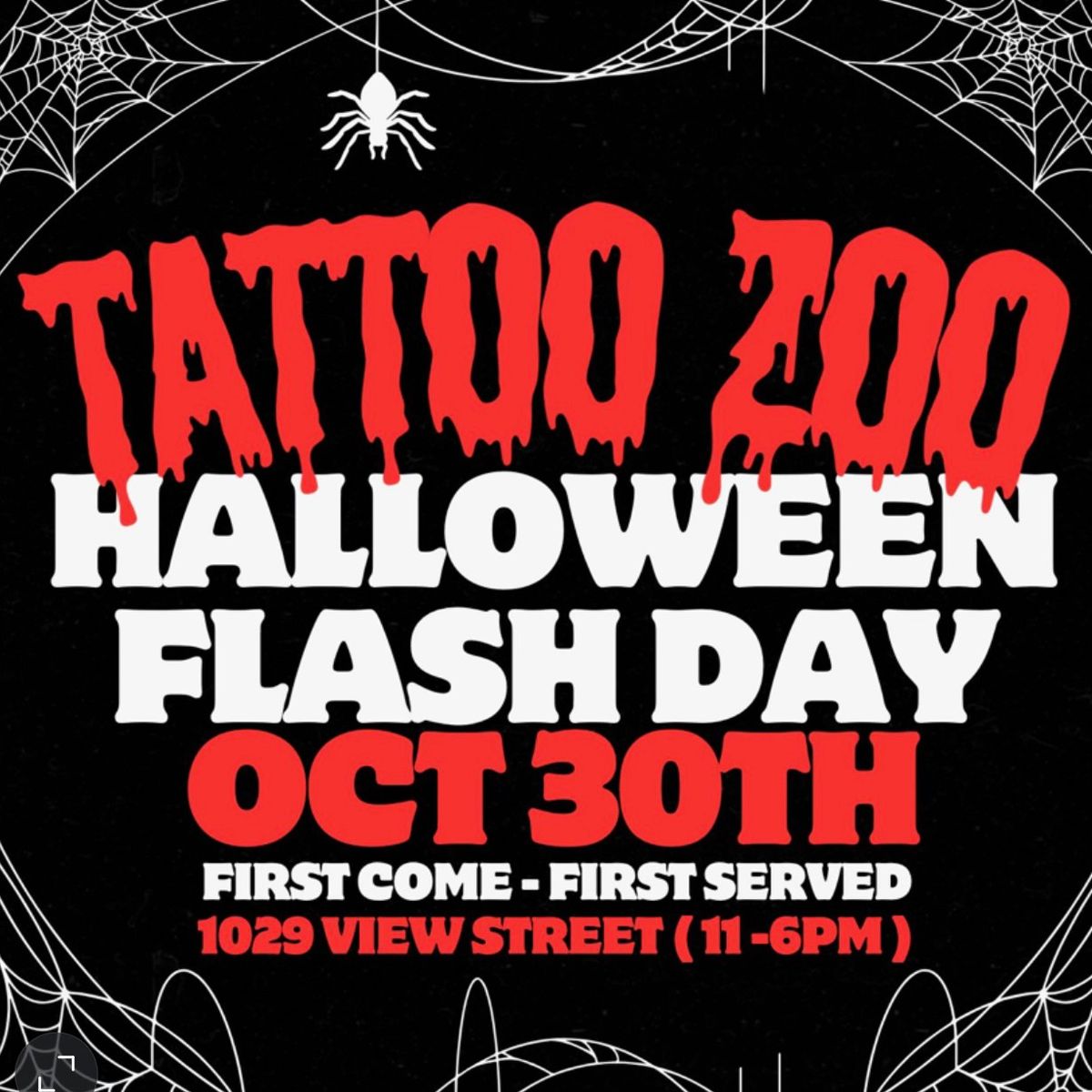 TATTOO ZOO HALLOWEEN FLASH DAY!