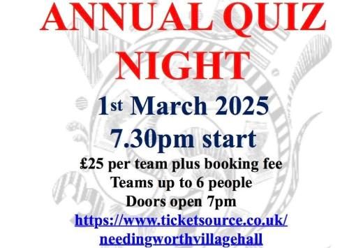 Needingworth Village Hall Annual Quiz 2025