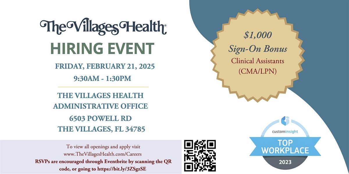 The Villages Health Hiring Event - February 21st