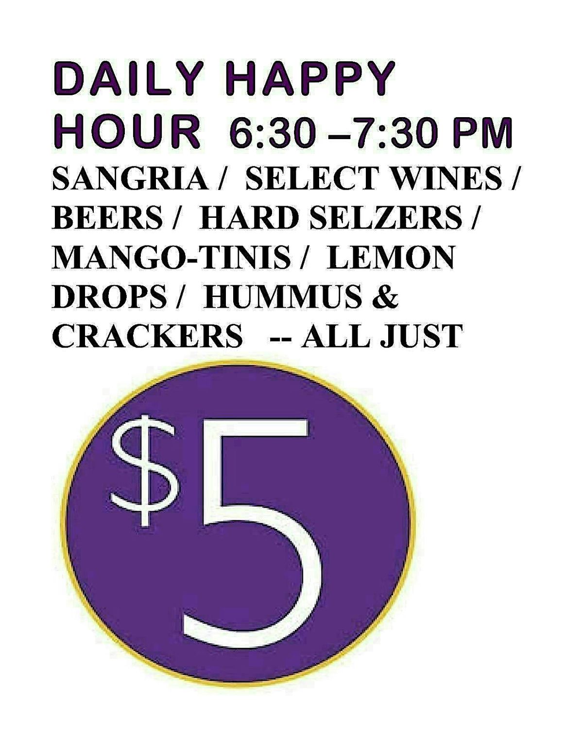 HAPPY HOUR FORT PIERCE - Til 7:30 PM with a $5 Happy Hour Menu!