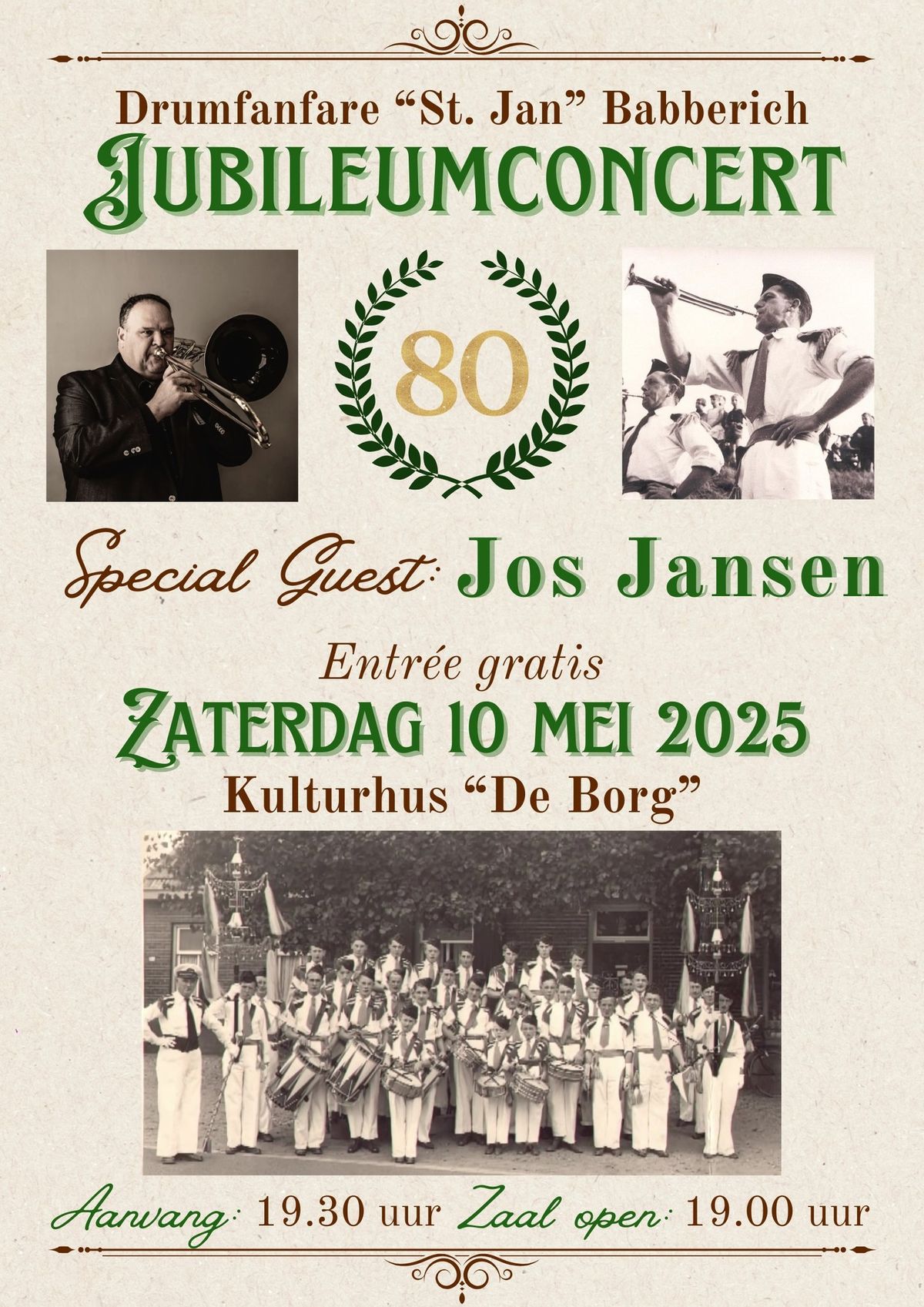 80 jarig jubileumconcert op zaterdag 10 mei 2025 