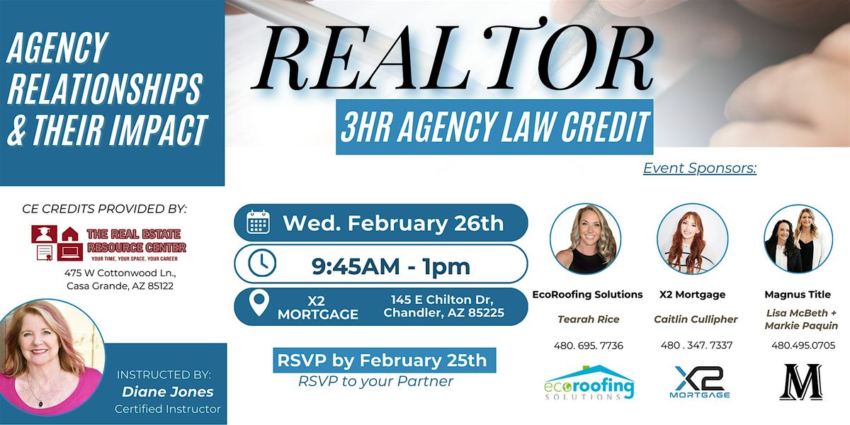 Realtor 3HR Agency Law CE - Lunch & Learn