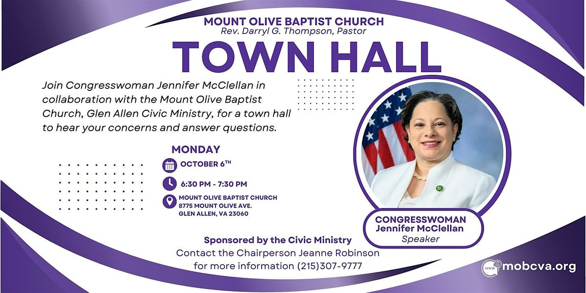Town Hall Meeting with Congresswoman Jennifer McClellan