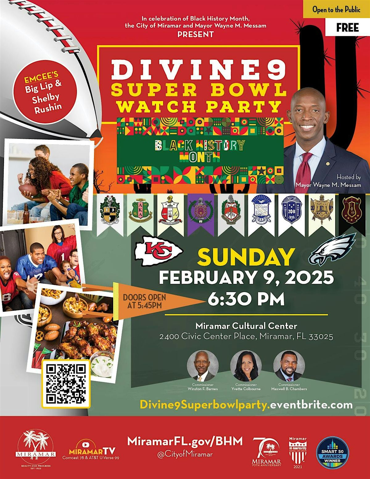 Mayor Messam's FREE  Divine 9 SuperBowl Viewing Party