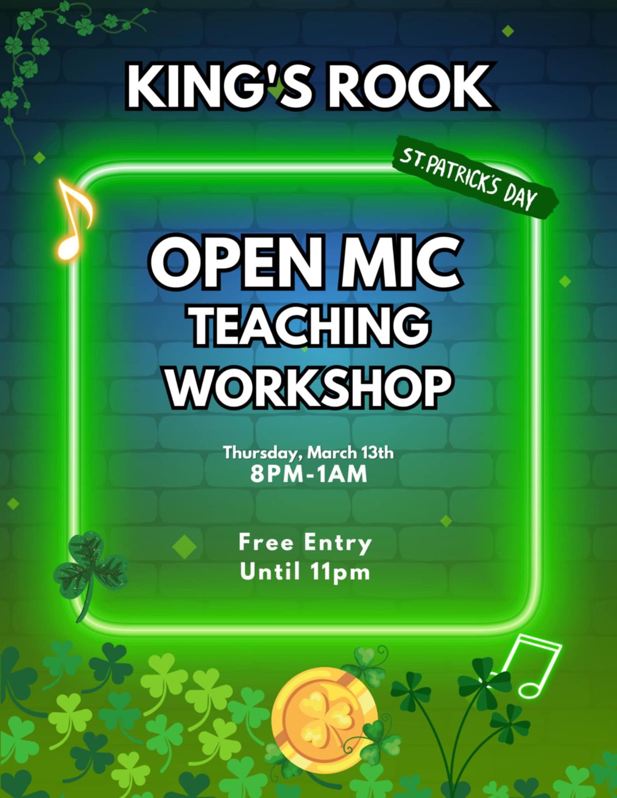 Open Mic Teaching Workshop (Upstairs) Hosted by Terry Crebel