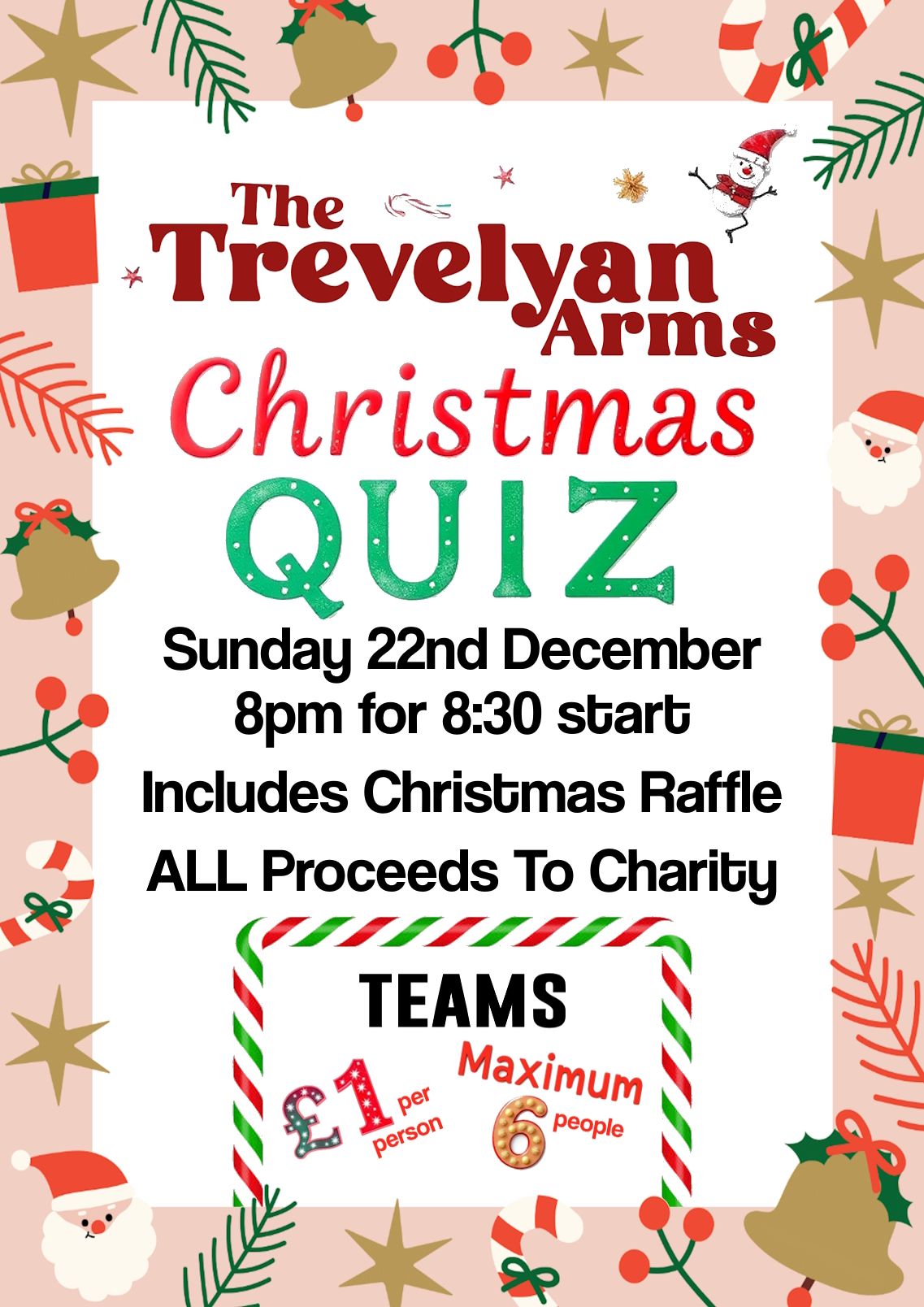 Trevelyan Arms Christmas Quiz - All Proceeds To Charity