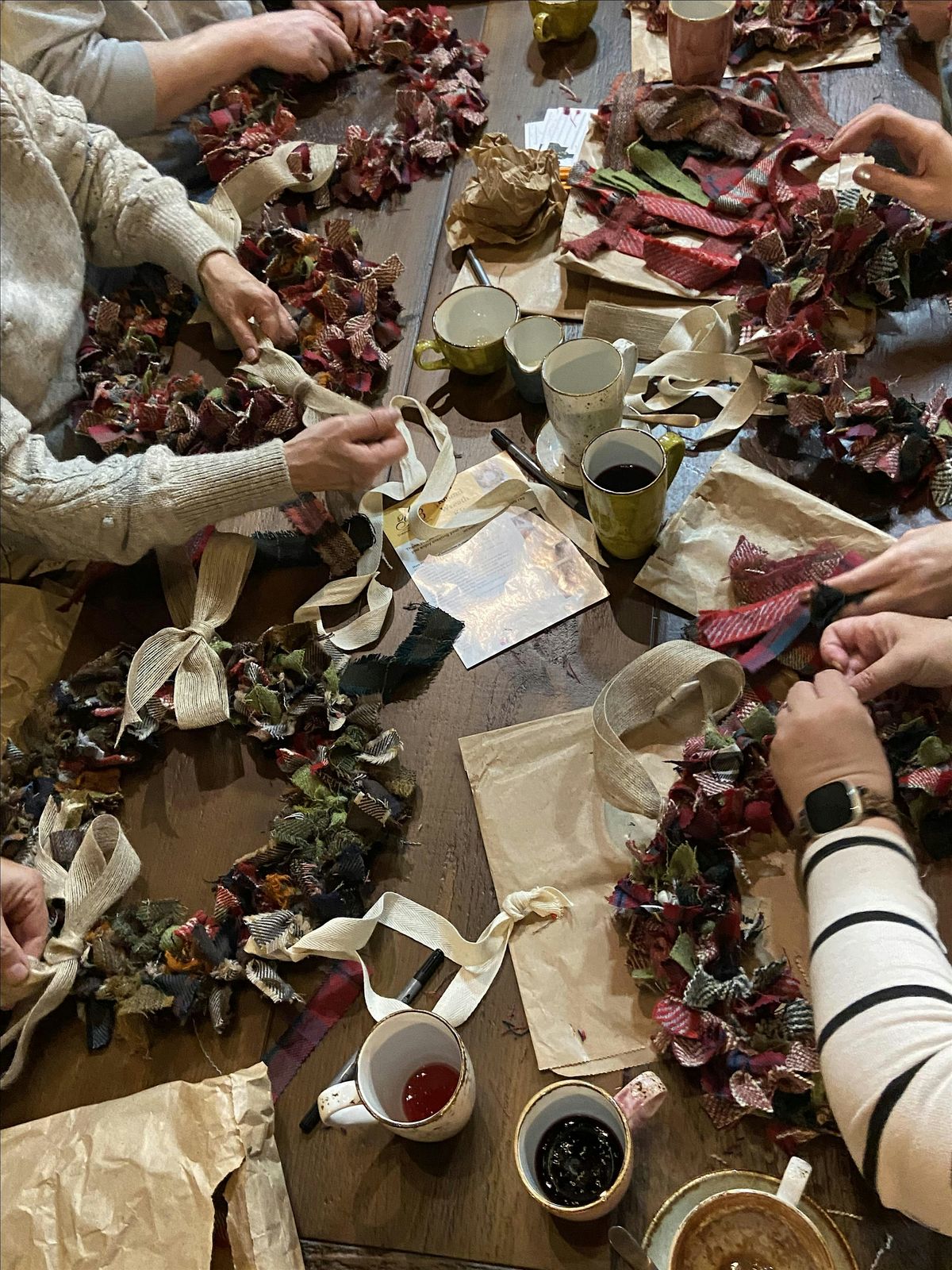 Festive Rag Wreath Making