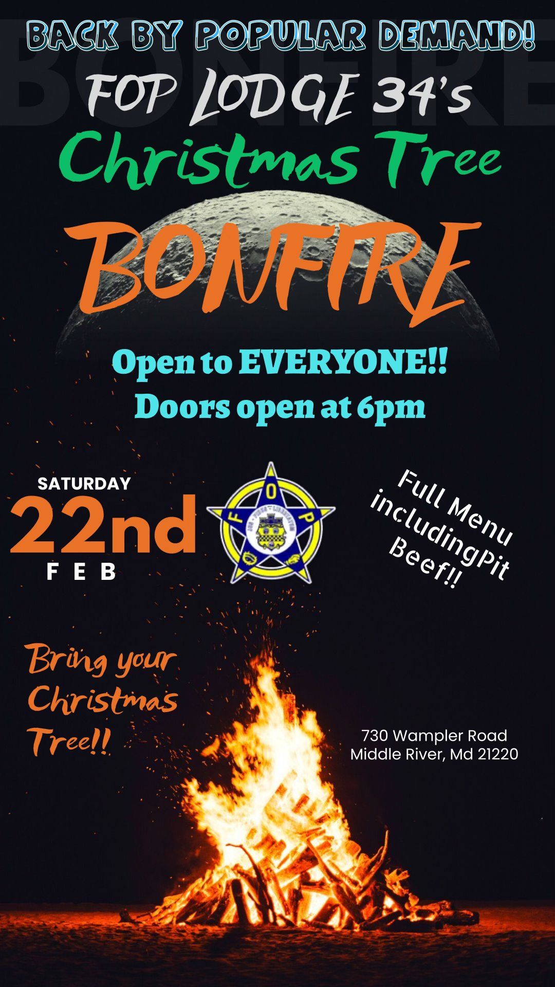 FOP Christmas Tree Bonfire RAIN DATE!!!