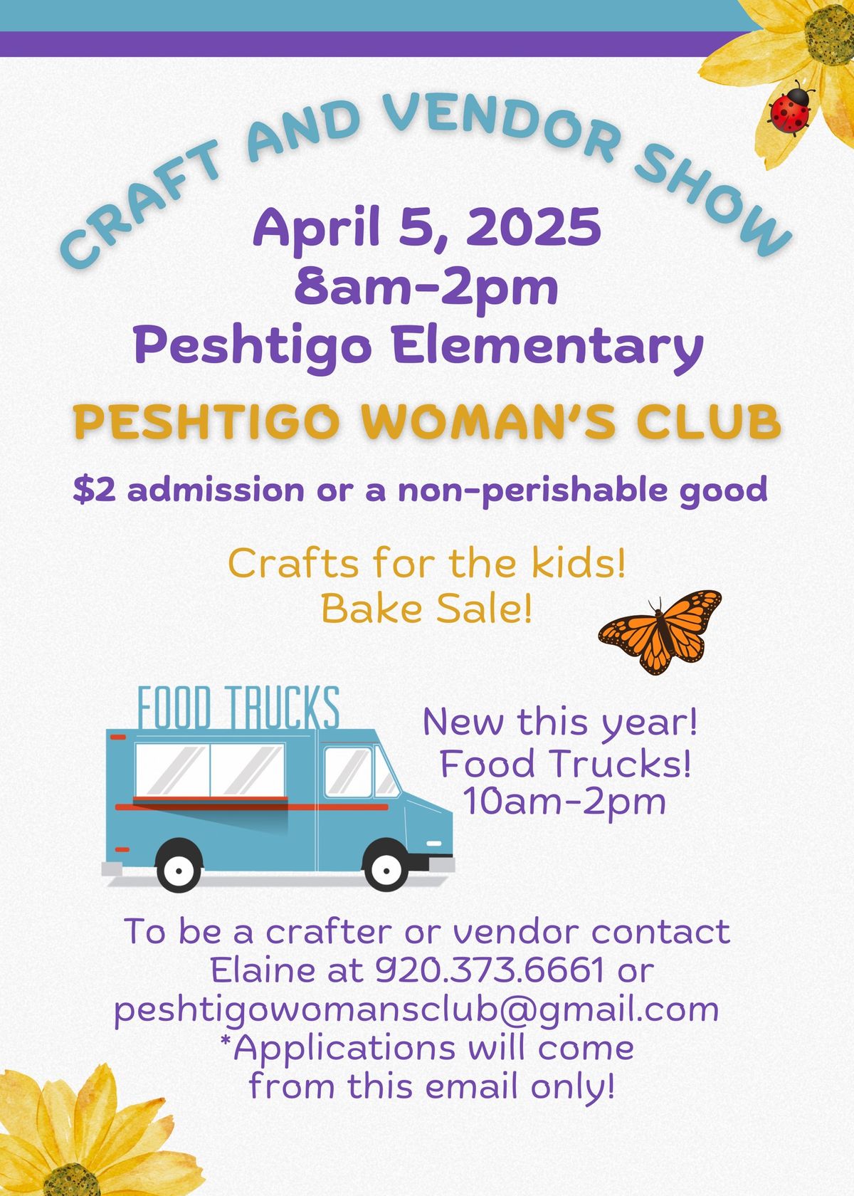 Peshtigo Woman's Club Spring Craft and Vendor Show with Food Trucks