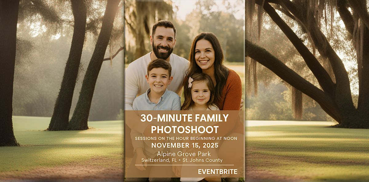 Family Portraits - 30 Min Outdoor Photo Shoot - Alpine Grove Park Nov 15