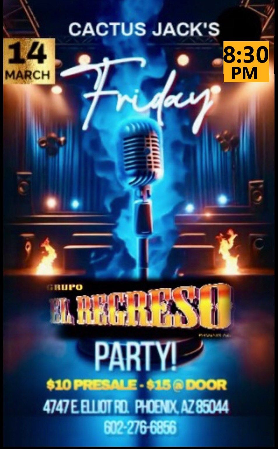 \ud83c\udfb5El Regreso brings a Latin Dance Party, the BEST in Tejano\ud83c\udfb5to Cactus Jack's! 