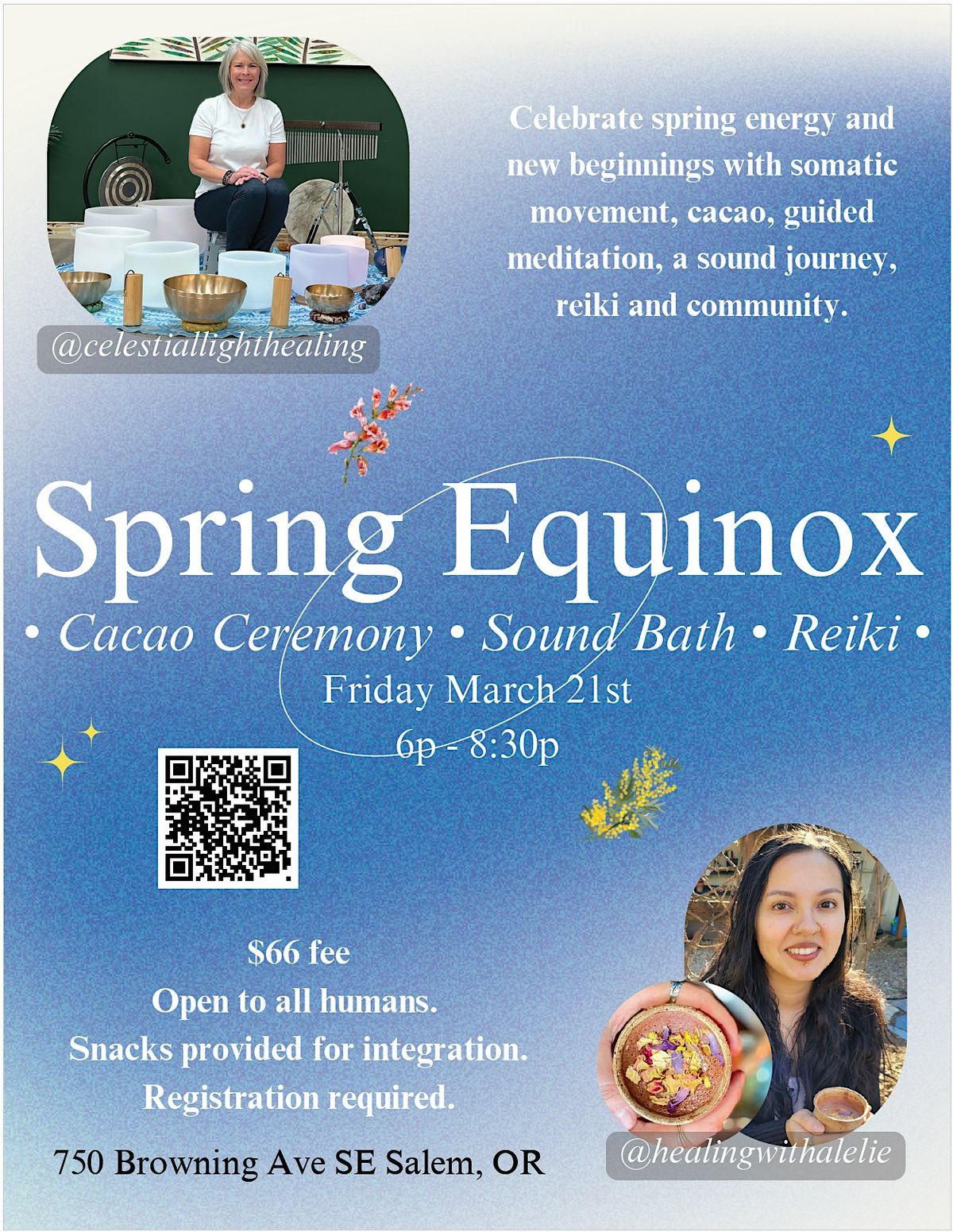 Spring Equinox Cacao Ceremony, Sound Bath, and Reiki in Salem, OR