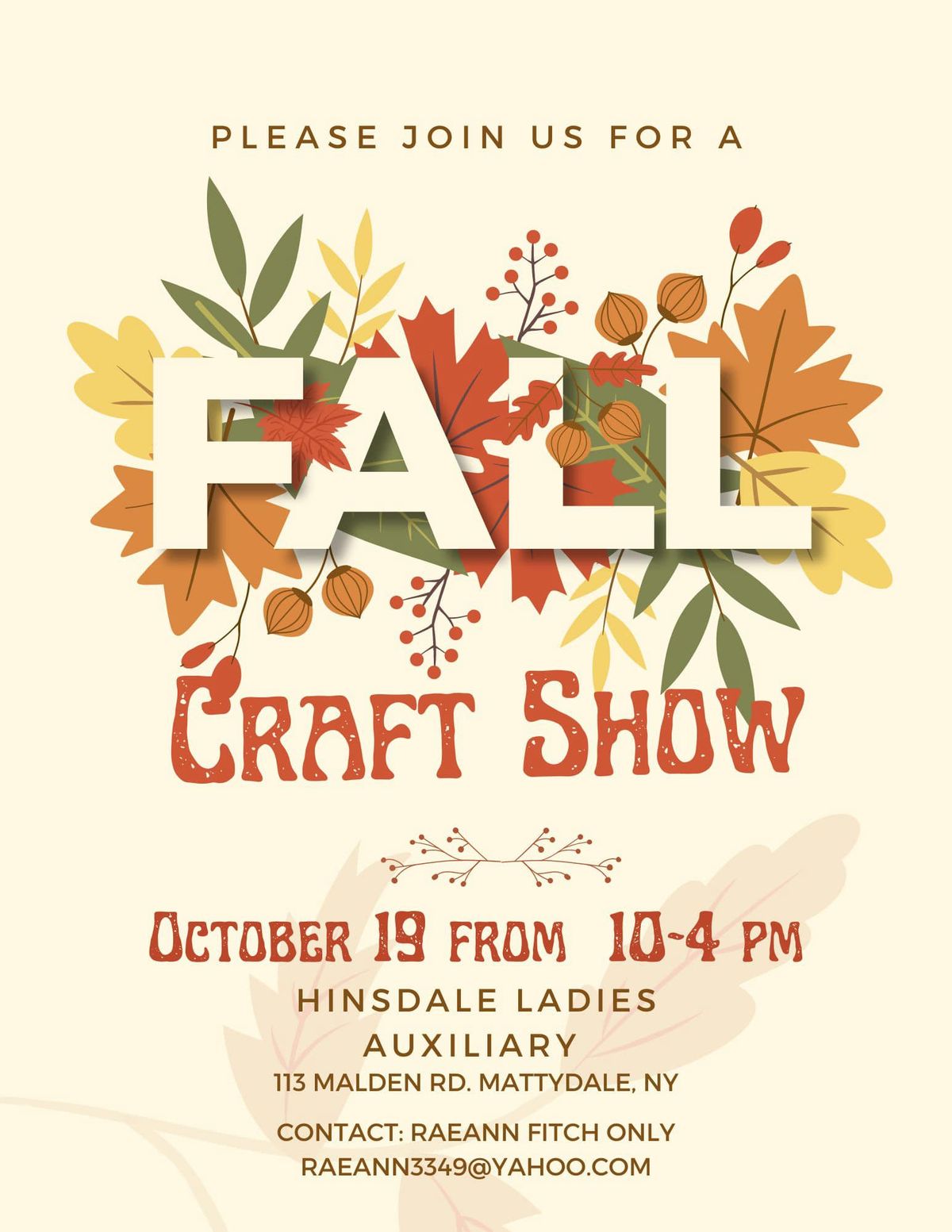 Hiinsdale Ladies Auxiliary Craft Show