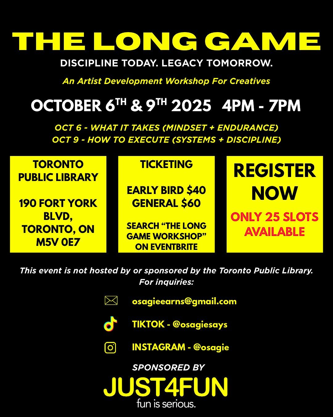 The Long Game: An Artist Development Workshop for Creatives