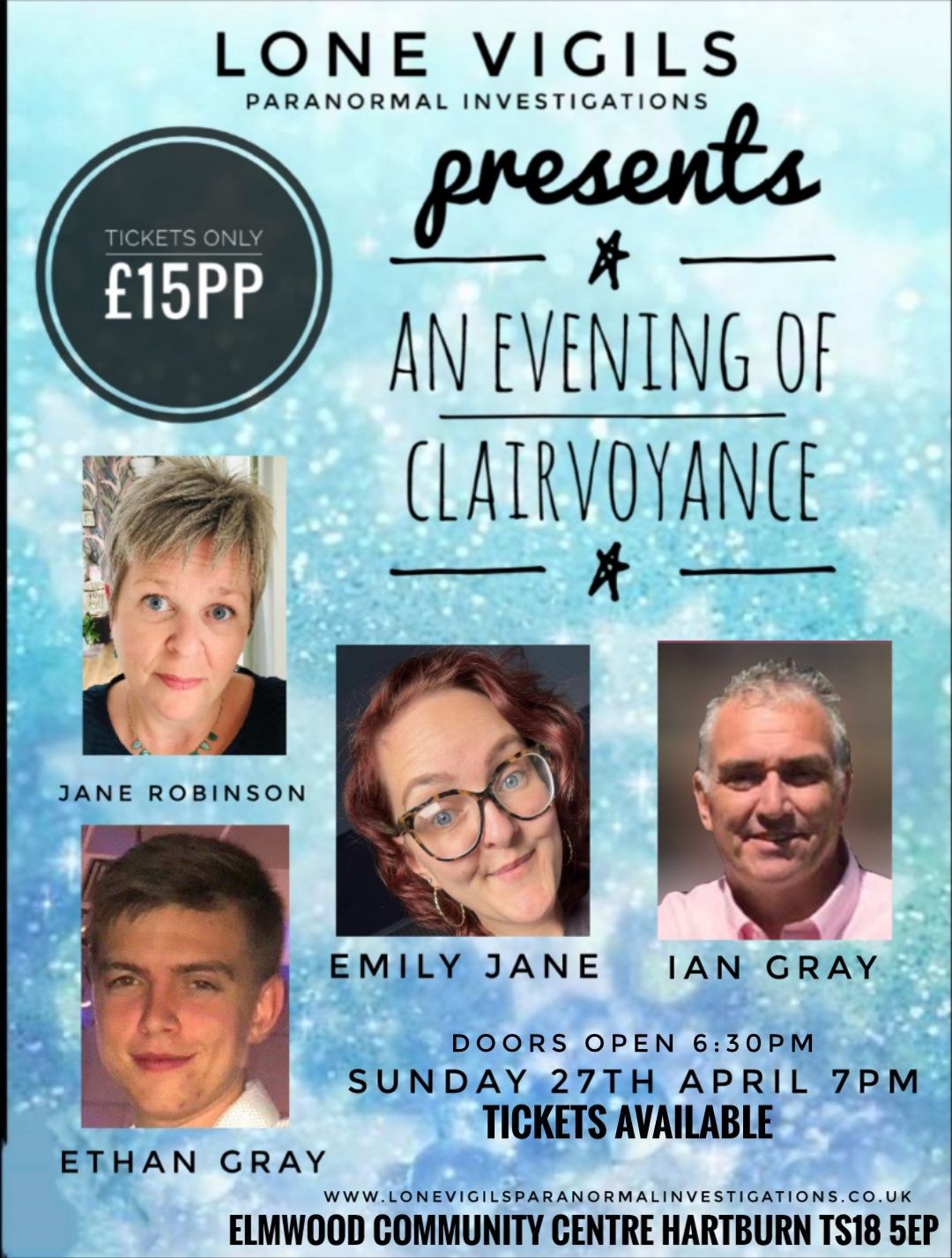 \ud83d\udcab An evening of Clairvoyance Ian Gray, Jane Robinson, Emily Jane & Ethan Gray Elmwood Com Centr