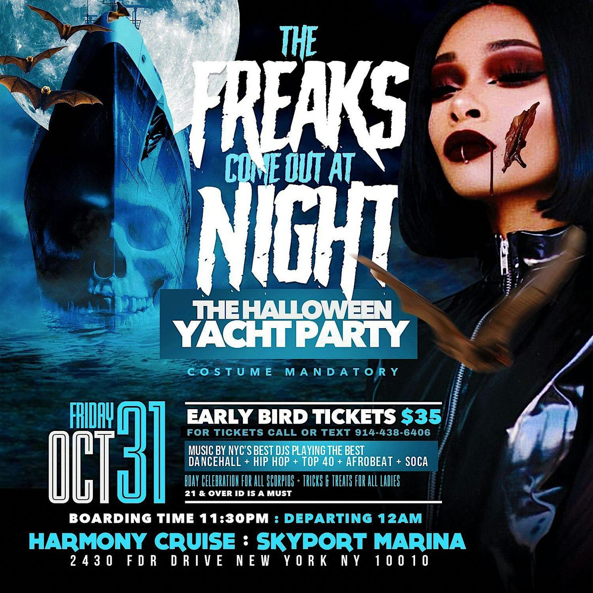 The Freaks Come Out At Night Halloween Yacht Party