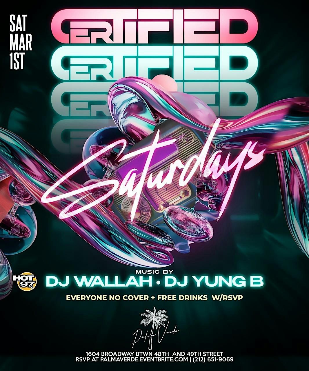 FREE  Entry for EVERYONE Certified Saturdays at Palma Verde