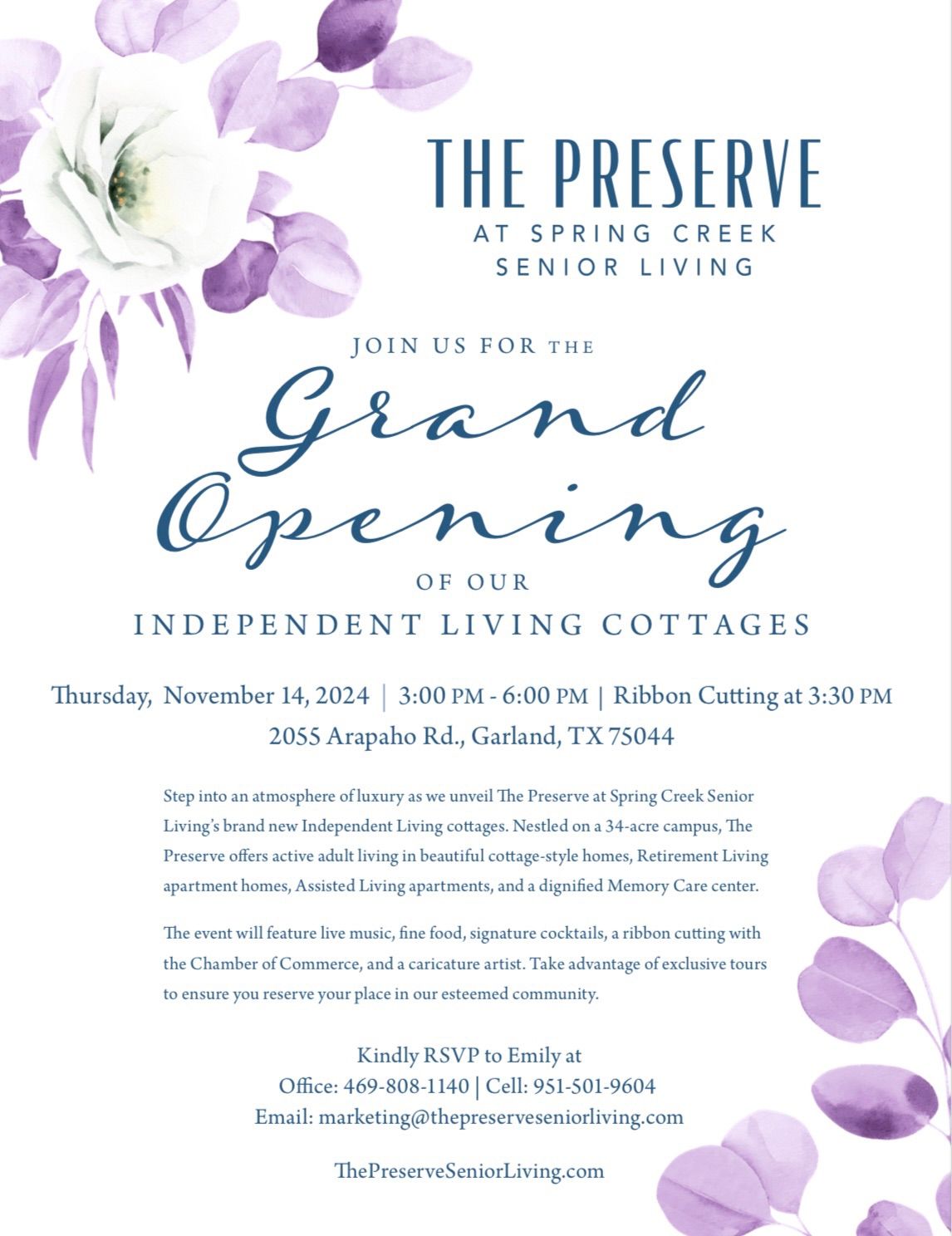 Grand Opening Celebration: Unveiling the Cottages at The Preserve