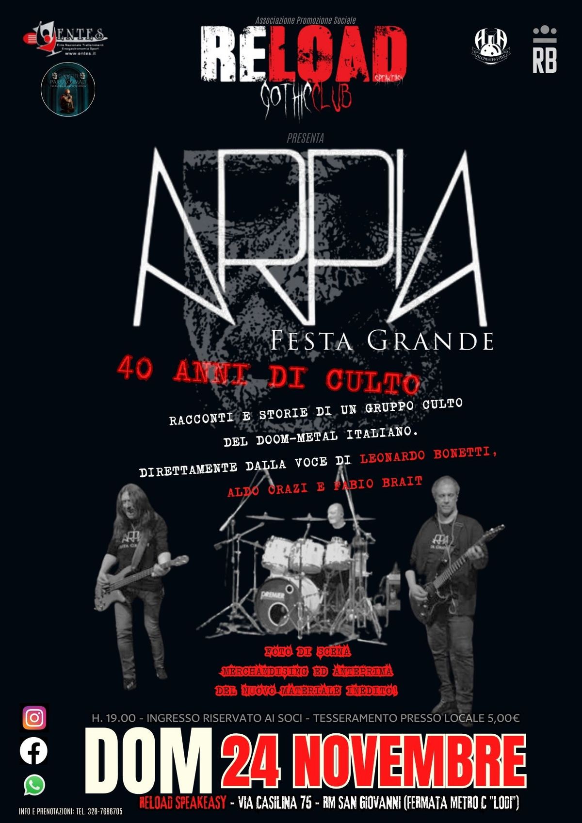 ARPIA - "Festa Grande" meet & Greet \/ 40 anni di culto Doom-Metal @Reload