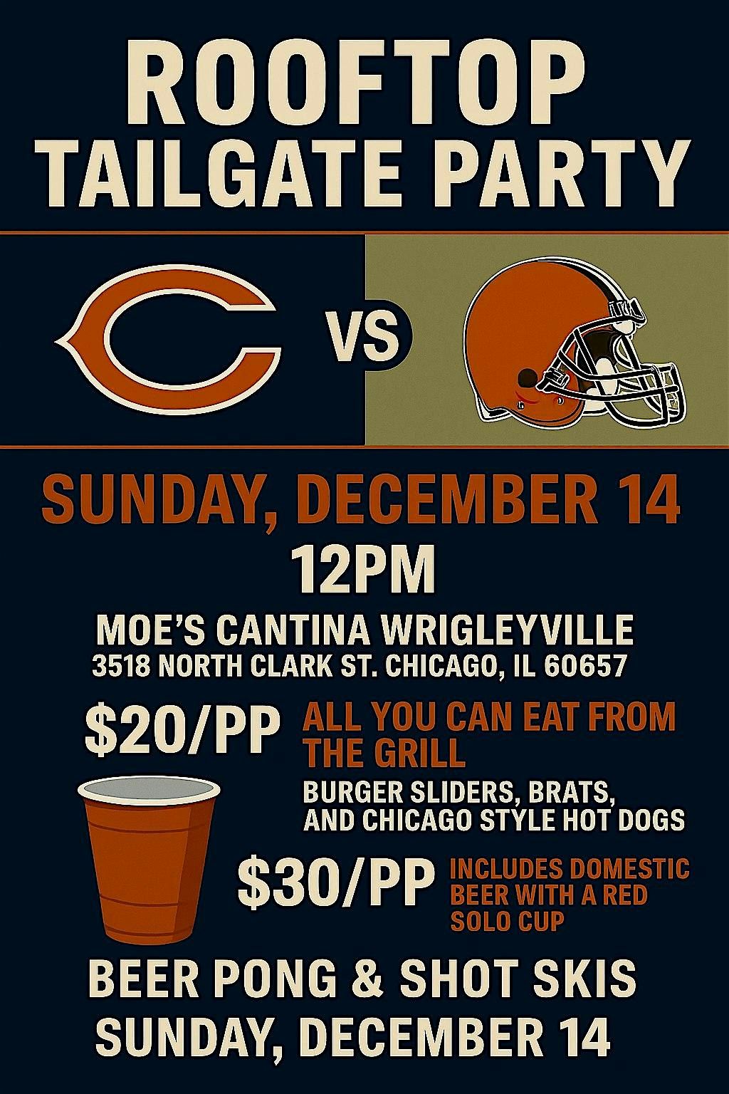 Rooftop Tailgate Party: Bears vs. Cleveland Browns
