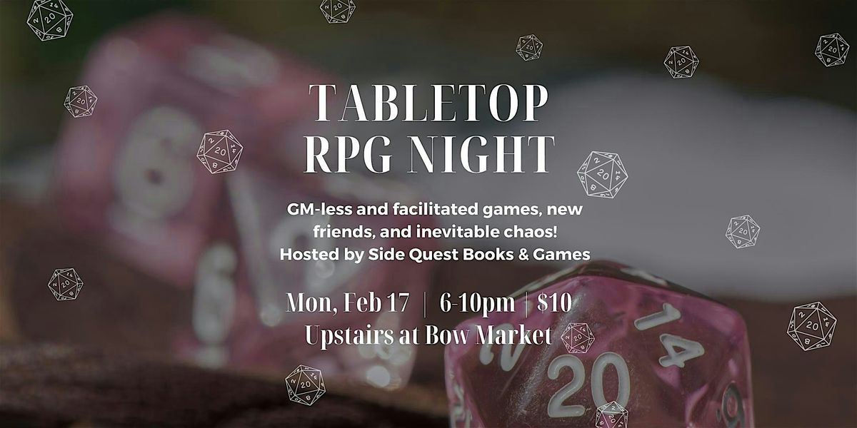 Tabletop RPG Night w\/ Side Quest Books & Games