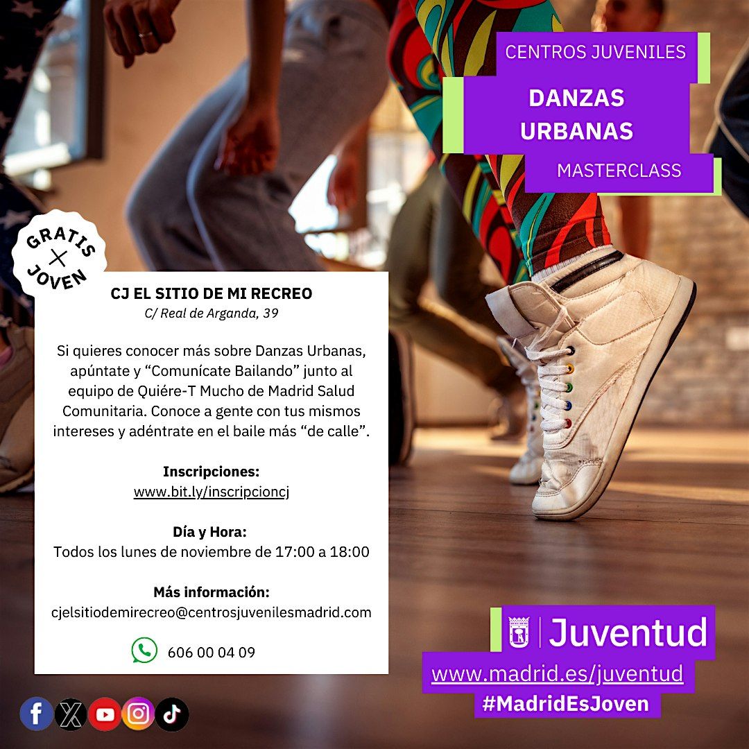 TALLER DE DANZAS URBANAS. GRATIS.  14-30 A\u00d1OS