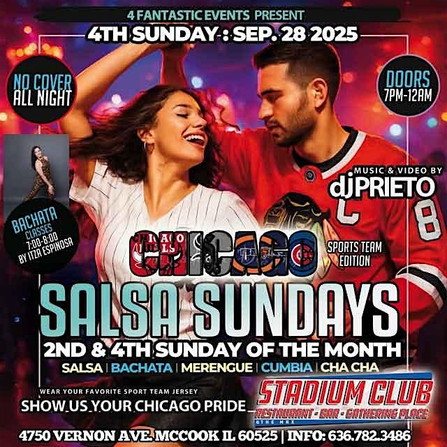 Salsa Sunday \u2013 Represent Your Fav Sports Team Edition @ The Stadium Club