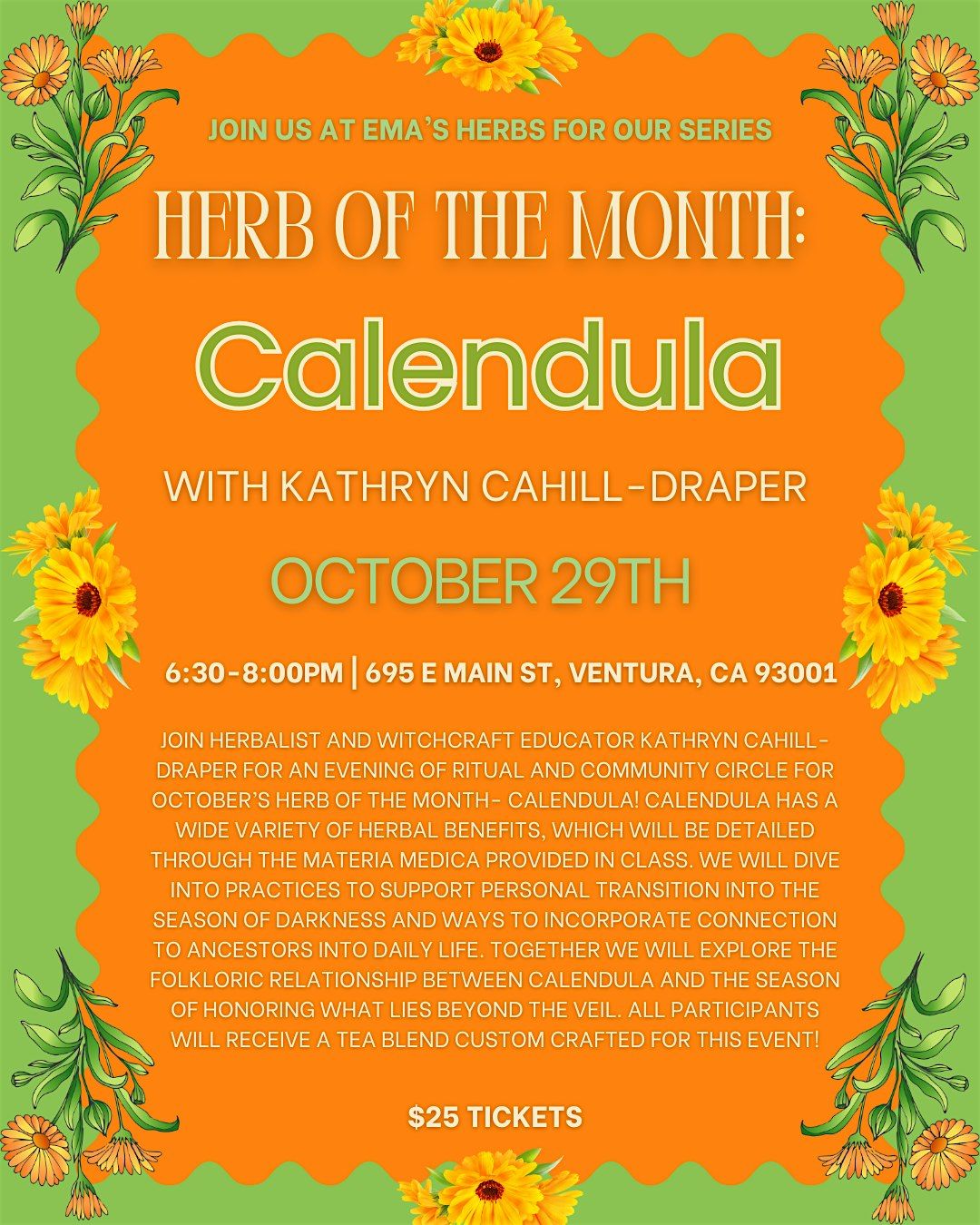 October Herb of the Month: Calendula with Kathryn Cahill-Draper