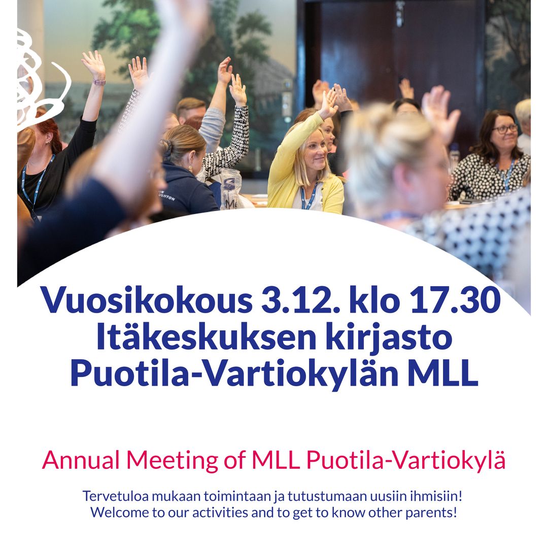 Syyskokous MLL Puotila-Vartiokyl\u00e4 3.12. klo 17.30