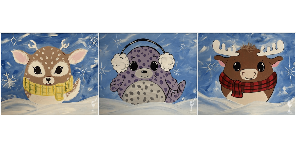 Wintery Squishy Animals - Paint and Sip in Houston | Classpop!\u2122