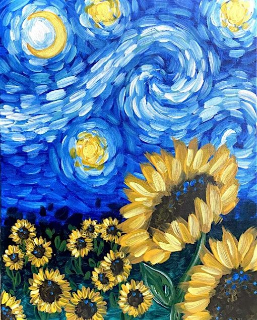 Starry Sunflower Sip & Paint