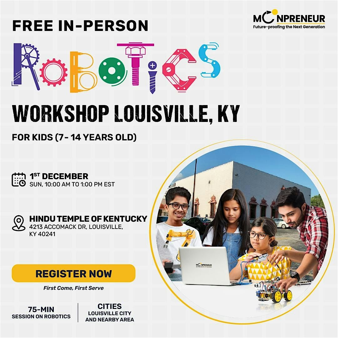 Free Robotics Workshop For Kids at Louisville, KY (7-14 yrs)