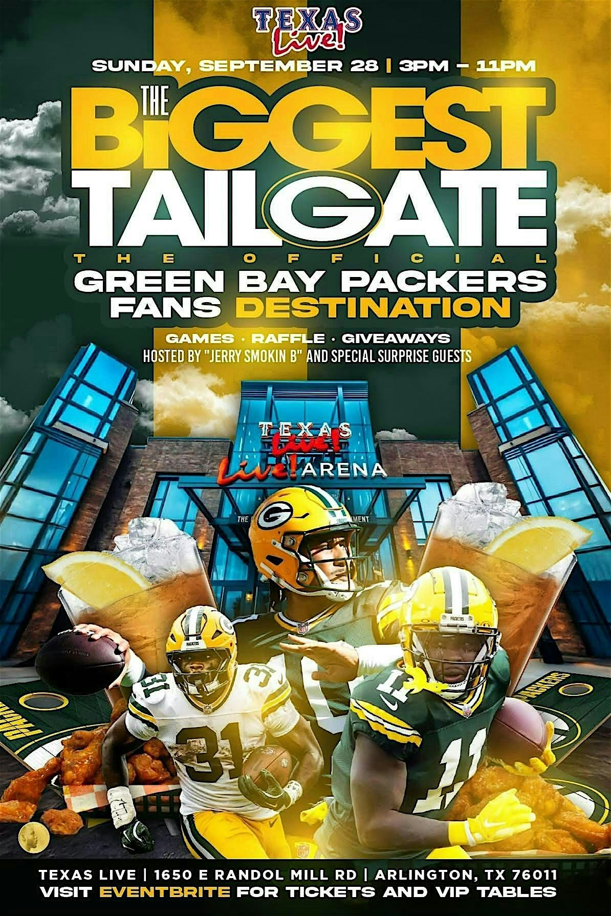 The BIGGEST Tailgate & Watch Party (Packers vs Cowboy) at Texas Live 9\/28