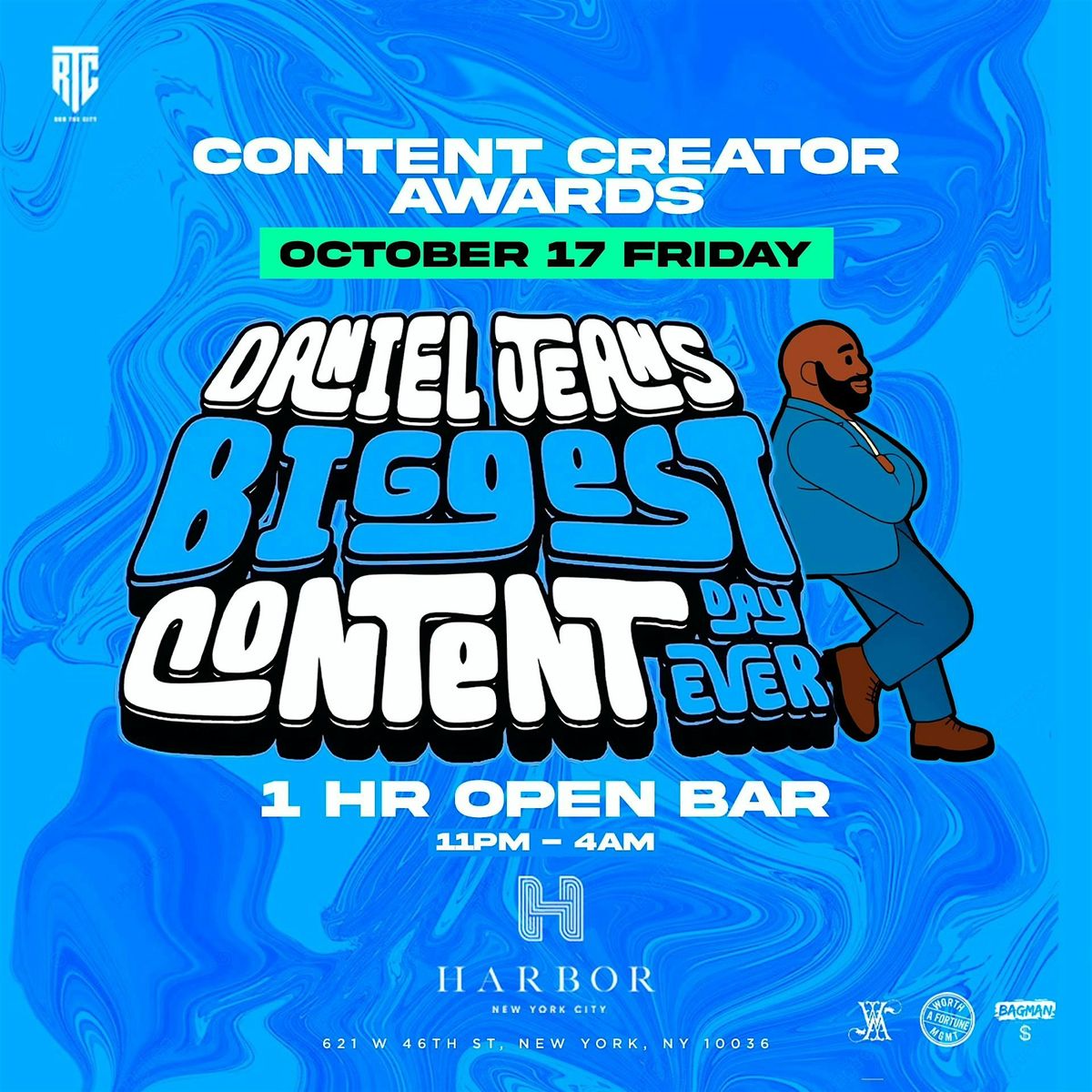 Content Creator Awards with Daniel Jean  at Harbor 1 Hour Open Bar