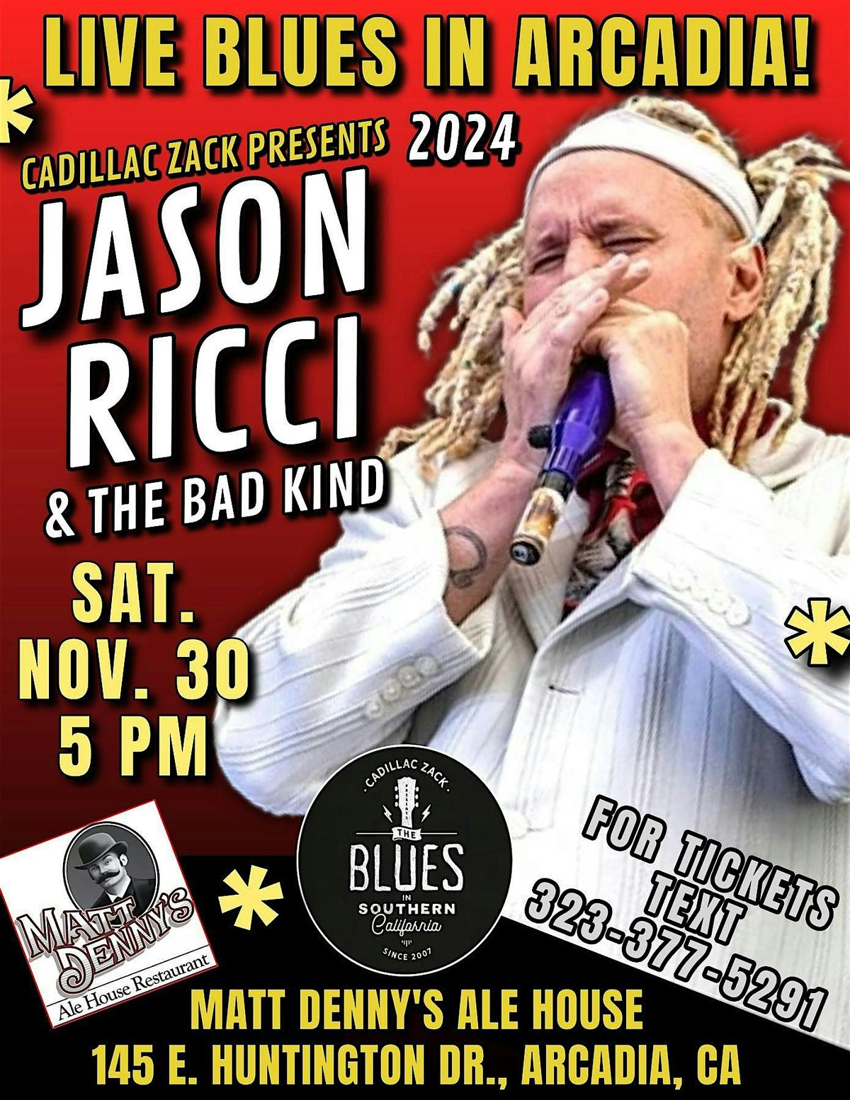 JASON RICCI & THE BAD KIND - Blues Harmonica Legend - in Arcadia!